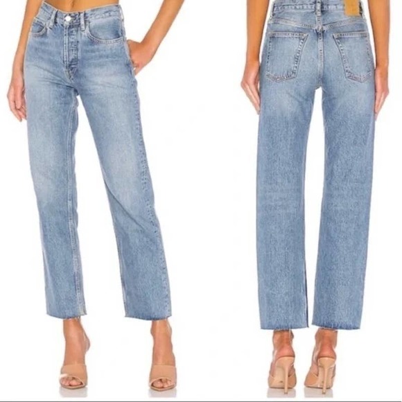 Anine Bing Light Blue Straight Leg Jeans - Picture 1 of 10